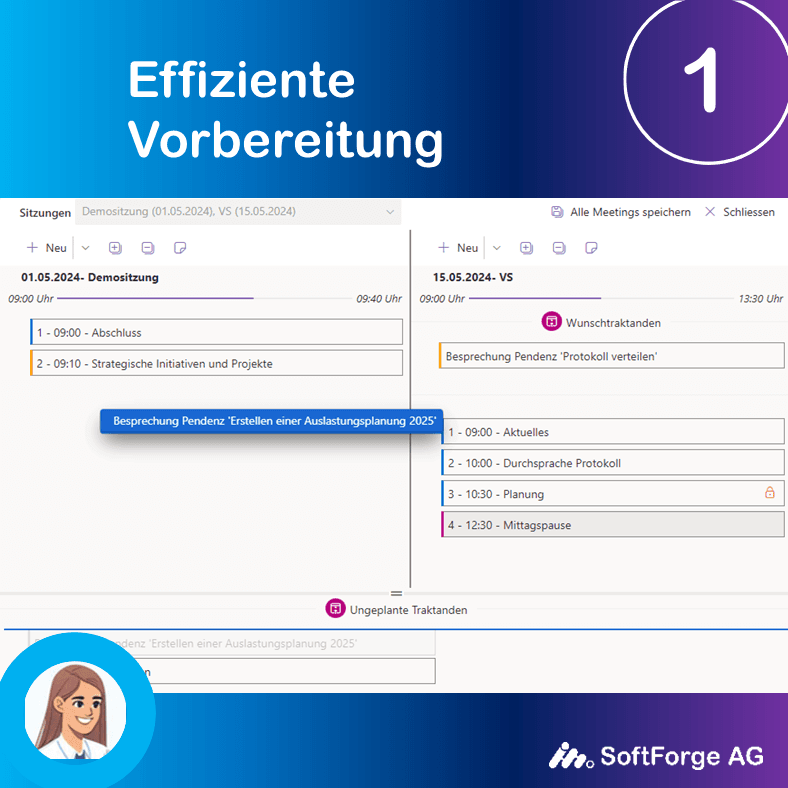 Sitzungsvorbereitung mit Sitzungsverwaltung - Screenshot Sitzungsvorbereitung